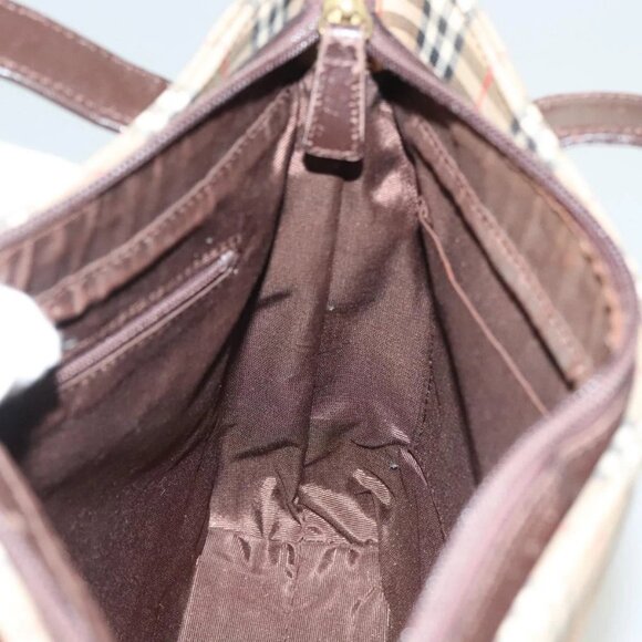 BURBERRY Nova Check Tote Bag Canvas Beige Silver Auth BA2880 - Picture 12 of 16